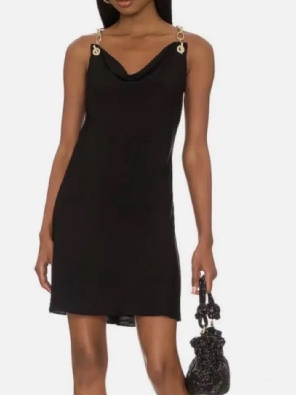 Cult Gaia & Gap Black Chain-Strap Cowl Neck Slip Dress brand new size M
